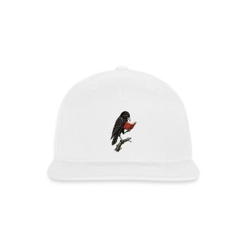 Crow Reading Open Book Vintage Linocut Art - Snapback Baseball Cap - white - Front