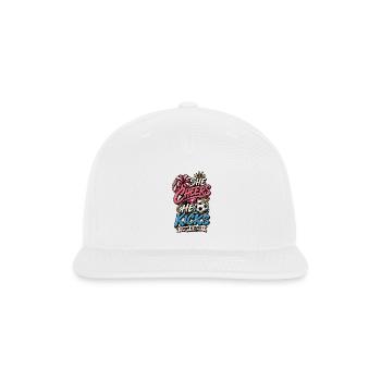 She Cheers He Kicks Mom of Both Cheer Soccer Mom - Snapback Baseball Cap - white - Front