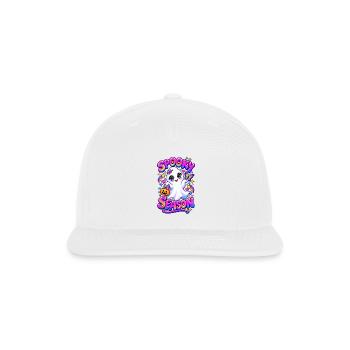 Cute Y2K Spooky Season Ghost Rainbow Bubble Letter - Snapback Baseball Cap - white - Front