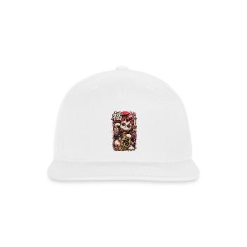 Fortune Cat with Sakura Coins - Snapback Baseball Cap - white - Front