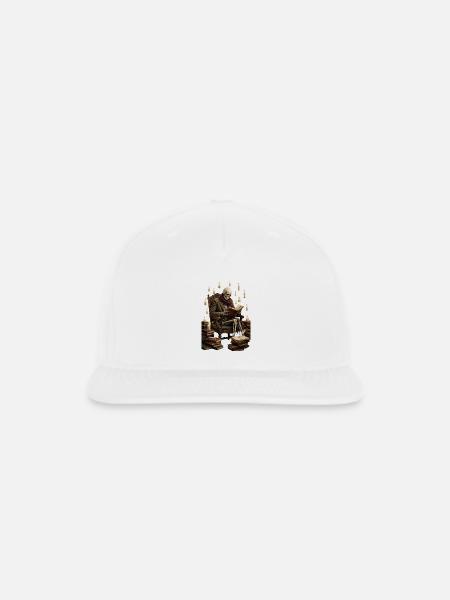 Skeletal Scholar by Candlelight - Snapback Baseball Cap - white