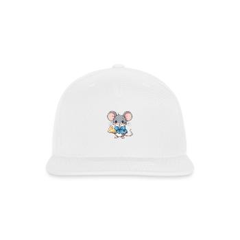 Cute mouse cheese - Snapback Baseball Cap - white - Front
