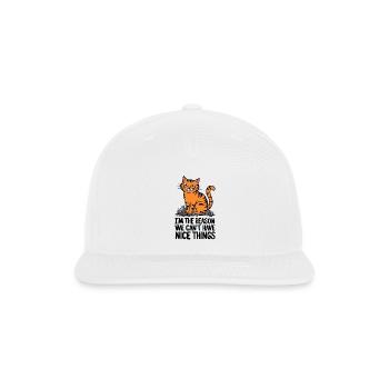 Orange Tabby Cat Reason We Can't Have Nice Things - Snapback Baseball Cap - white - Front