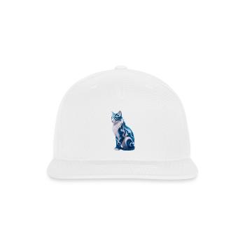 Mystic Spiral Blue Cat - Snapback Baseball Cap - white - Front