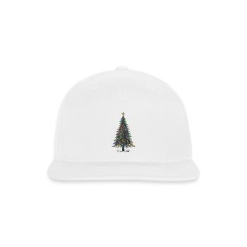 Merry Christmas Pine Tree Drawing Print - Snapback Baseball Cap - white - Front
