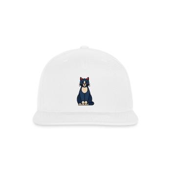 Blue Cat Illustration with Cream Belly - Snapback Baseball Cap - white - Front