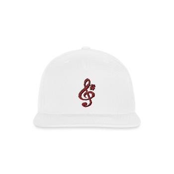 Red Speckled Treble Clef Hashtag - Snapback Baseball Cap - white - Front
