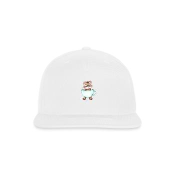 Surprised Silly Cat Wearing Coffee Cup - Snapback Baseball Cap - white - Front