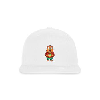 Disgusted Bear with Food in Mouth - Snapback Baseball Cap - white - Front