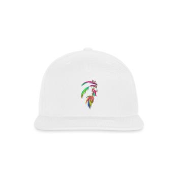 Line Drawings - Indian Chief - Snapback Baseball Cap - white - Front