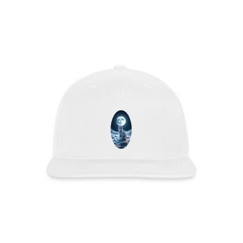 Lunar Cat – Cosmic Cat Under Full Moon ART - Snapback Baseball Cap - white - Front