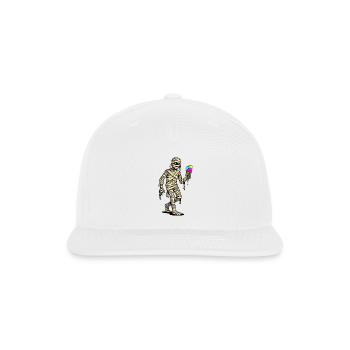 Bandaged Mummy with Ice Cream Treat - Snapback Baseball Cap - white - Front