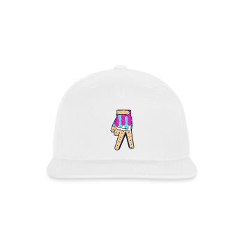 Ice Cream Drip Waffle Hand - Snapback Baseball Cap - white - Front