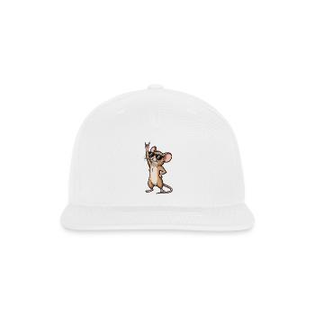 Cool Mouse Rat Rock Musician Comic - Snapback Baseball Cap - white - Front