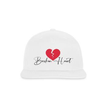 Heartbreak Symbol – Bold Broken Heart Design - Snapback Baseball Cap - white - Front