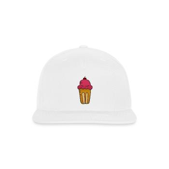 Pink Ice Cream Pop Art Cone - Snapback Baseball Cap - white - Front