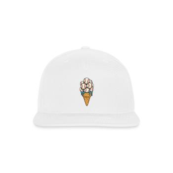 Baseball Ice Cream Cone - Snapback Baseball Cap - white - Front