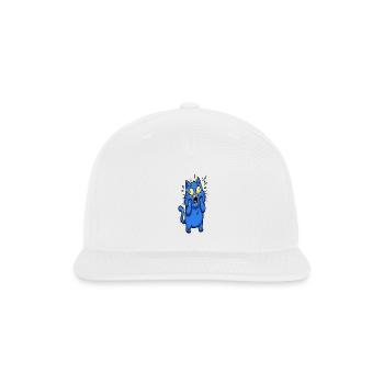 Freaked Out Cat | Funny Scared Blue Cat Panic Cart - Snapback Baseball Cap - white - Front