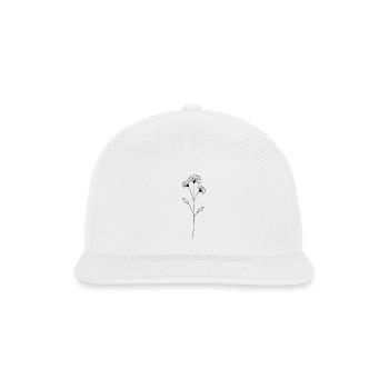 Black Floral Line Art Dandelion - Snapback Baseball Cap - white - Front