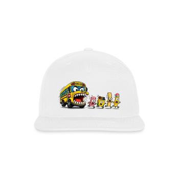 Funny Back To School Monster Bus Chasing School Su - Snapback Baseball Cap - white - Front