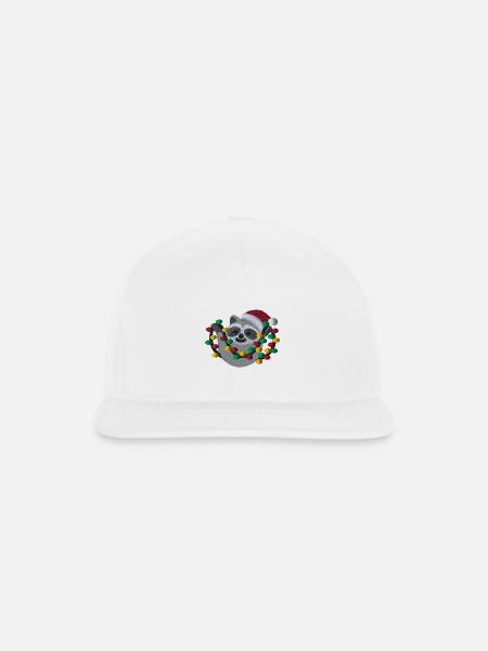 Christmas Raccoon with Lights embroidered - Snapback Baseball Cap - white
