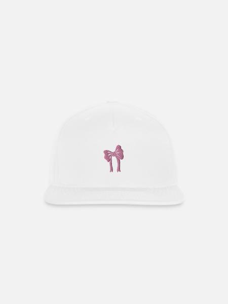 Pink Ribbon embroidered - Snapback Baseball Cap - white