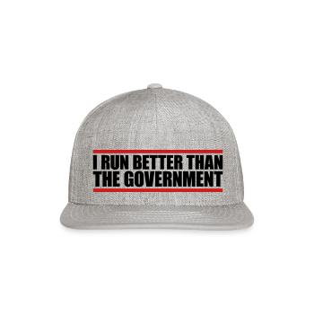 run better than government - Snapback Baseball Cap - heather gray - Front