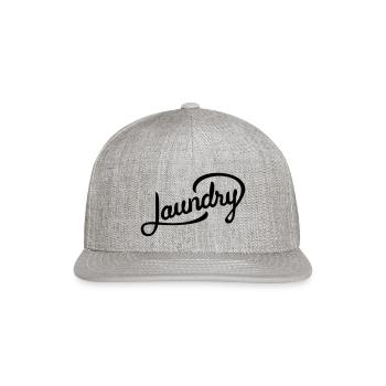 Laundry in black font - Snapback Baseball Cap - heather gray - Front