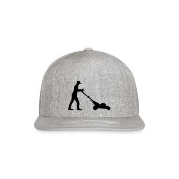 man cutting grass - Snapback Baseball Cap - heather gray - Front