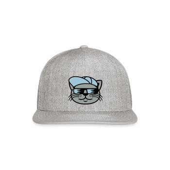 Sunglasses cat face cool - Snapback Baseball Cap - heather gray - Front