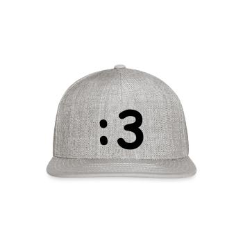 Cat Face Emoticon :3 - Snapback Baseball Cap - heather gray - Front