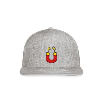 Lightning Magnet Logo funny - Snapback Baseball Cap - heather gray - Front