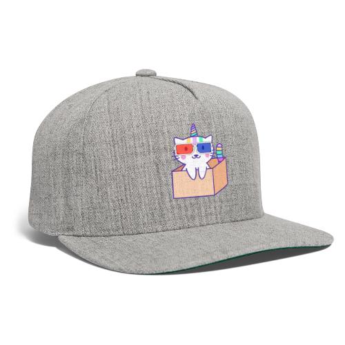 Unicorn cat with 3D glasses doing Vision Therapy! - Snapback Baseball Cap