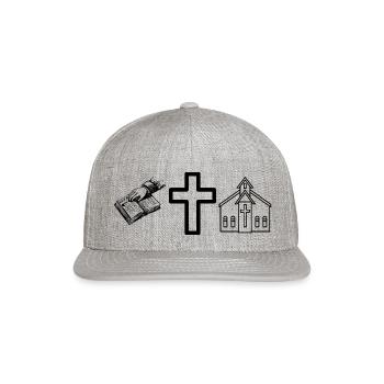 Bible, croix et église - Casquette de baseball Snapback - gris chiné - Devant