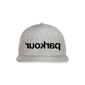 Parkour Backwards In A Black Font - Snapback Baseball Cap - heather gray - Front