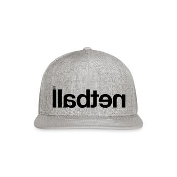 Netball Backwards In A Black Font - Snapback Baseball Cap - heather gray - Front