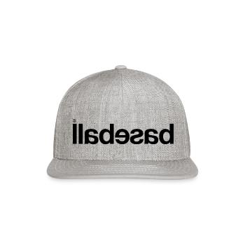 Baseball Backwards In A Black Font - Snapback Baseball Cap - heather gray - Front
