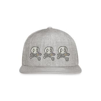 Skull Crossbones Cartoon - Snapback Baseball Cap - heather gray - Front