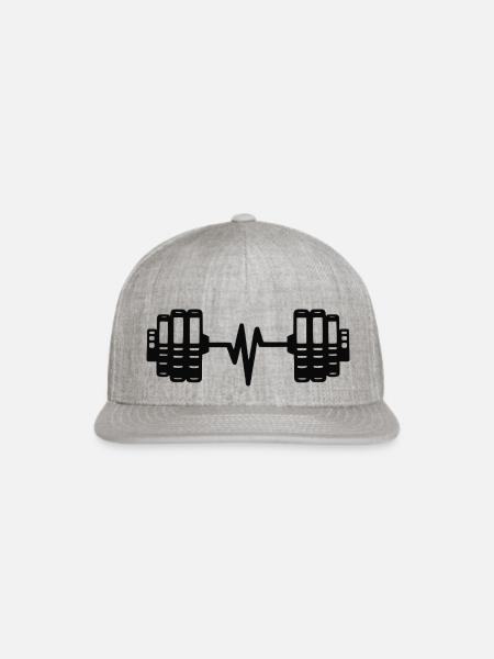 Herzschlag Liebe Fitness Bodybuilding Gewichtheber - Snapback Baseball Cap - heather gray