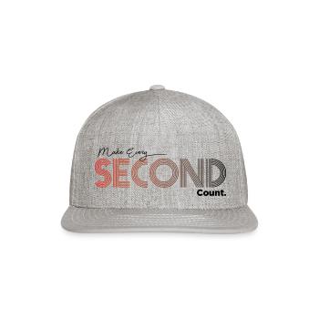 Make Every Second Count trending - Snapback Baseball Cap - heather gray - Front