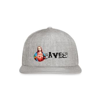 JESUS SAVES | Jesus Christ | Jesus Christus - Snapback Baseball Cap - heather gray - Front