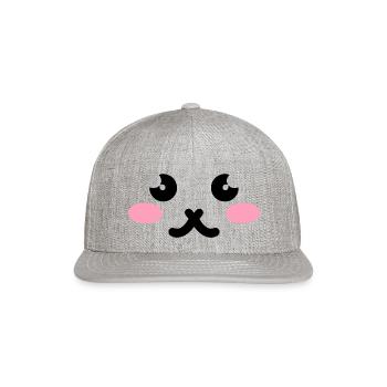 Cute Cat Face - Snapback Baseball Cap - heather gray - Front
