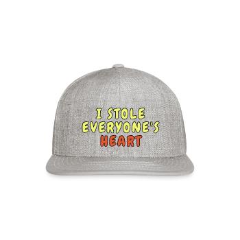 I Stole Everyone s Heart - Snapback Baseball Cap - heather gray - Front