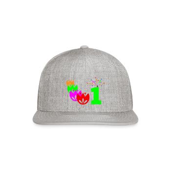 1st day birthday - Snapback Baseball Cap - heather gray - Front