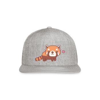 Cute Little Red Panda Doodle - Snapback Baseball Cap - heather gray - Front