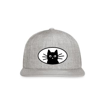 Black Cat Face - Snapback Baseball Cap - heather gray - Front