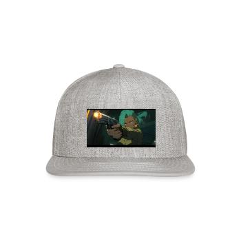 Emerald Enigma: Cybernetic Guardian - Snapback Baseball Cap - heather gray - Front