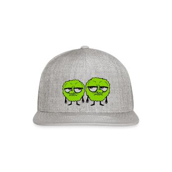 2 monsters eyes roll - Snapback Baseball Cap - heather gray - Front