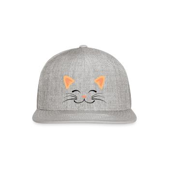 Floating Cat Face - Snapback Baseball Cap - heather gray - Front