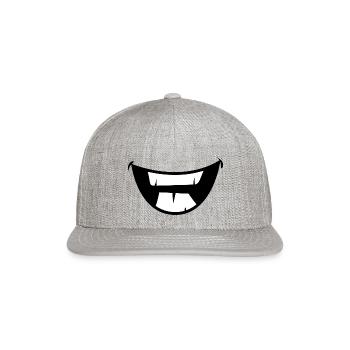 Funny Smile Mouth - Snapback Baseball Cap - heather gray - Front